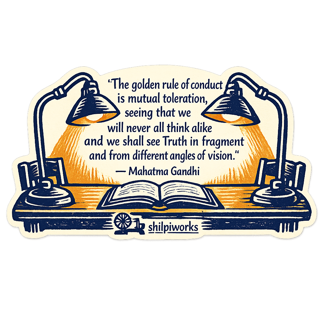 Gandhi Mutual Toleration Quote Sticker