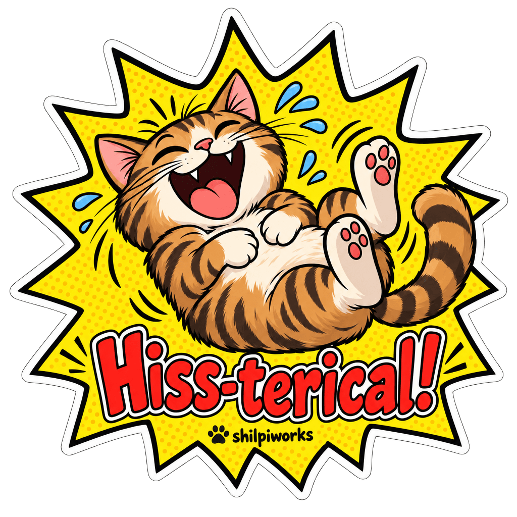 Hiss-terical Funny Cat Pun Sticker