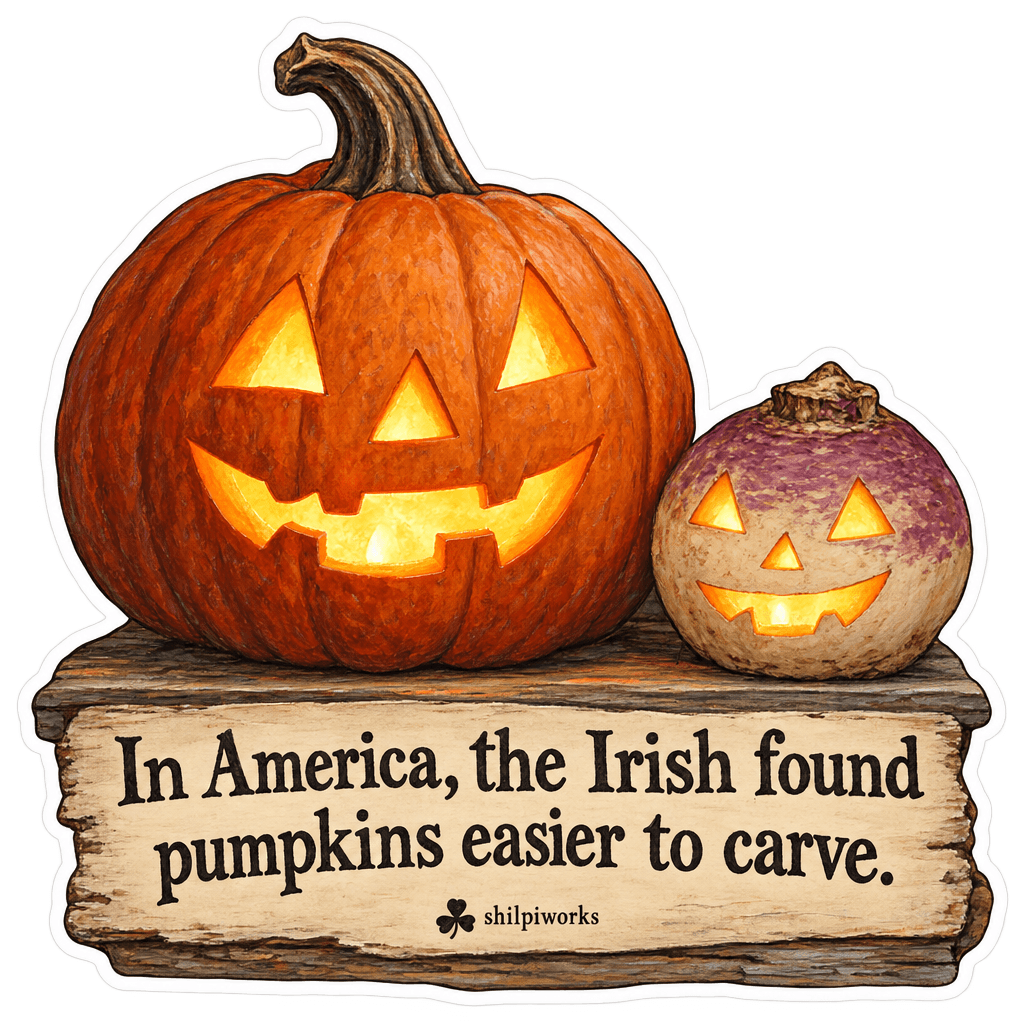 In America, the Irish found pumpkins easier to carve.
