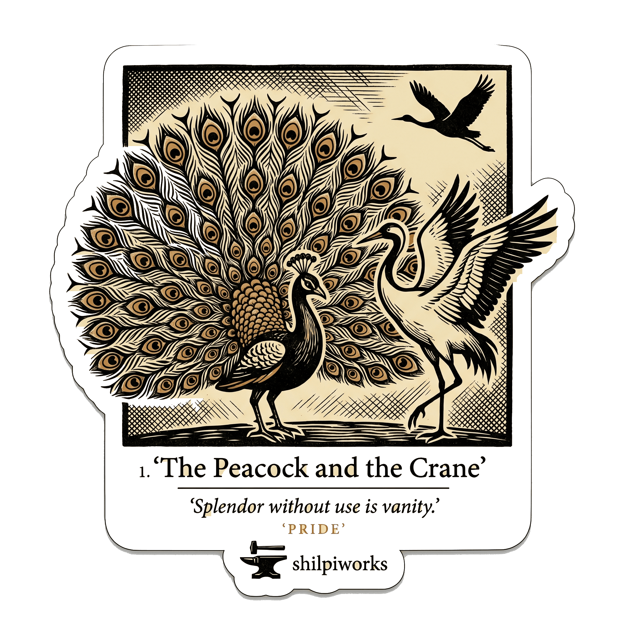 Peacock and Crane Fable: Splendor vs. Utility