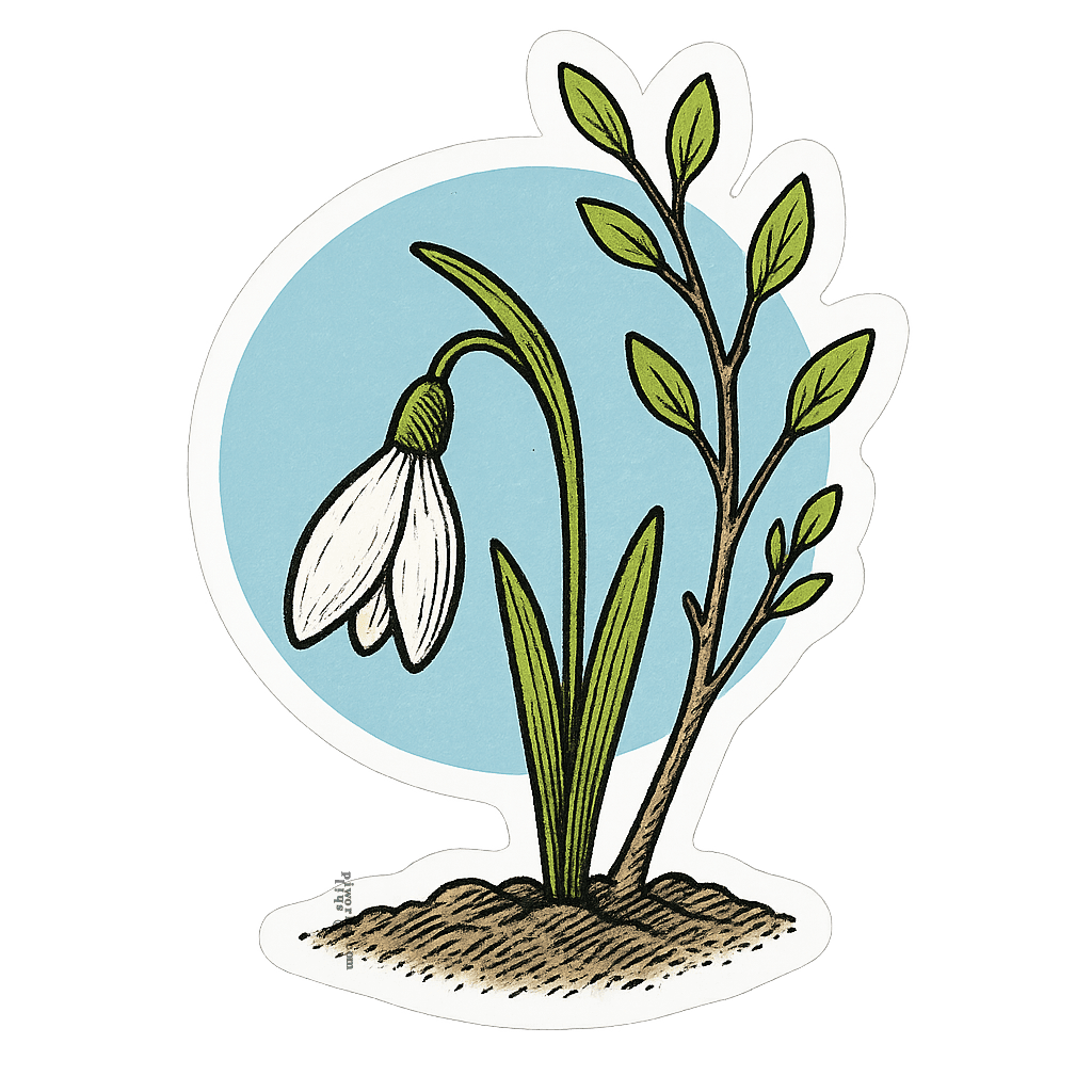 Spring Snowdrop & Budding Branch Botanical