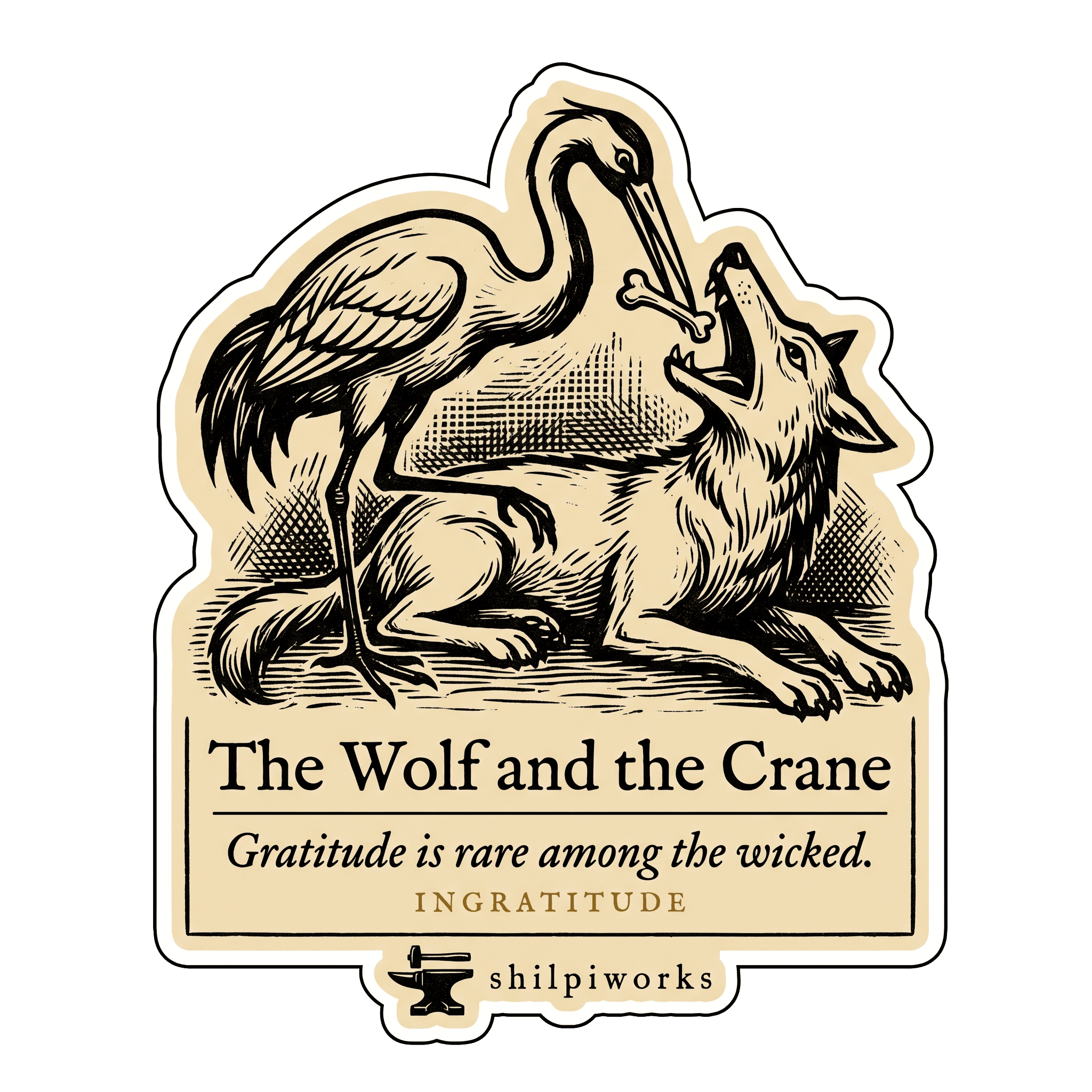 Fable of Wolf & Crane: Gratitude's Lesson