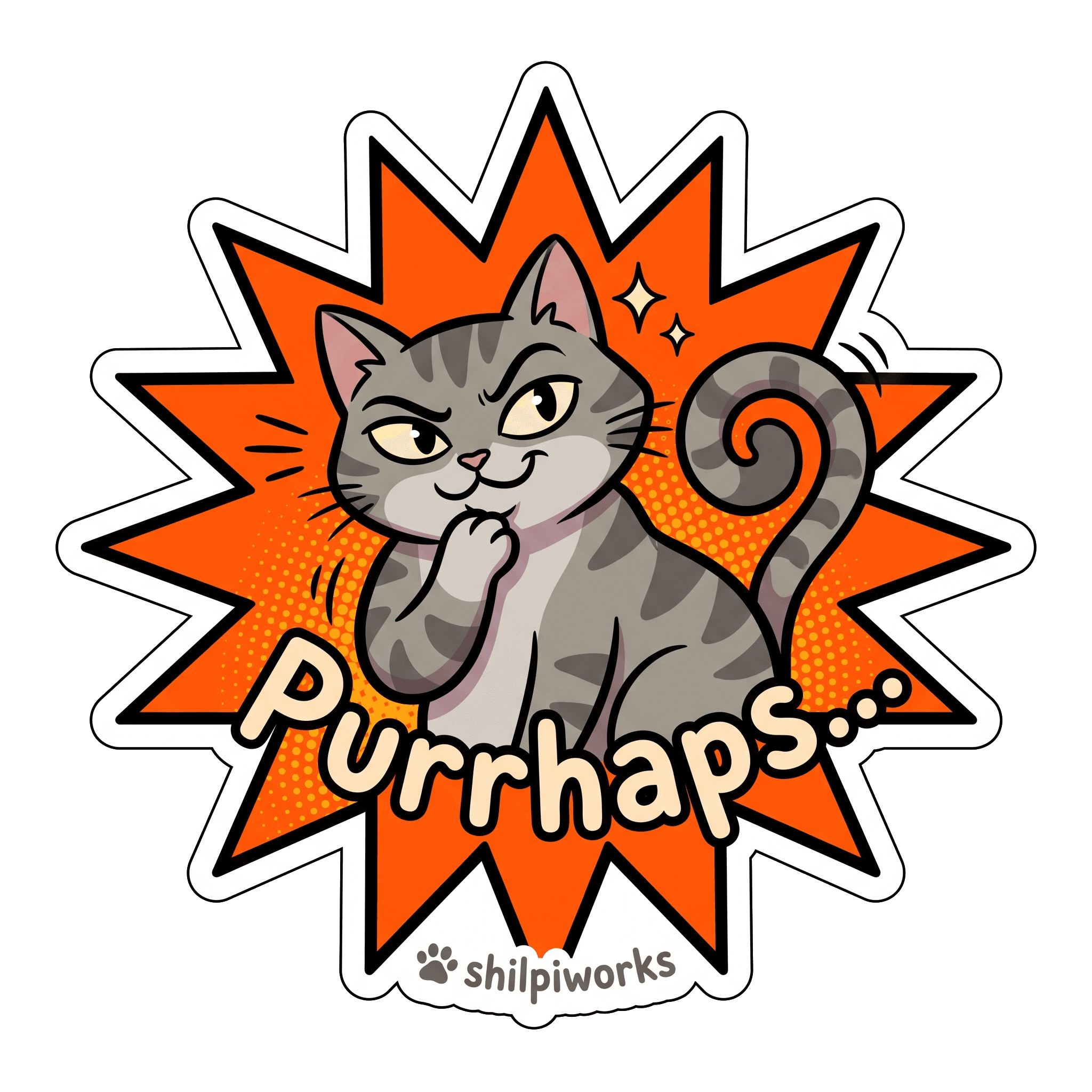 Sly Cat 'Purrhaps...' Pun Feline Humor