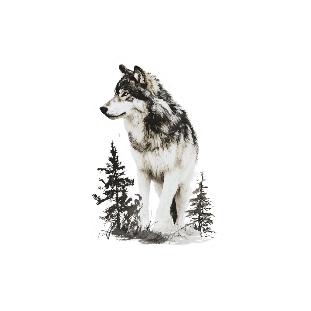 Wolf and Forest Illustration