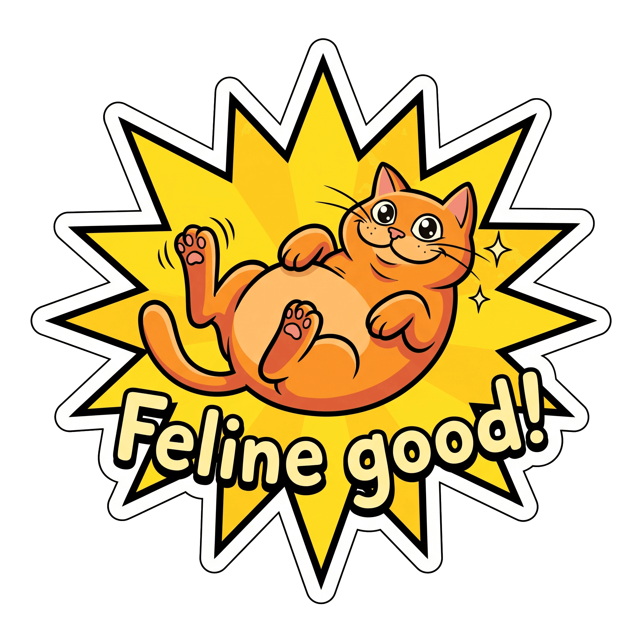 Blissed-Out Orange Cat Pun: Feline Good Mood Booster