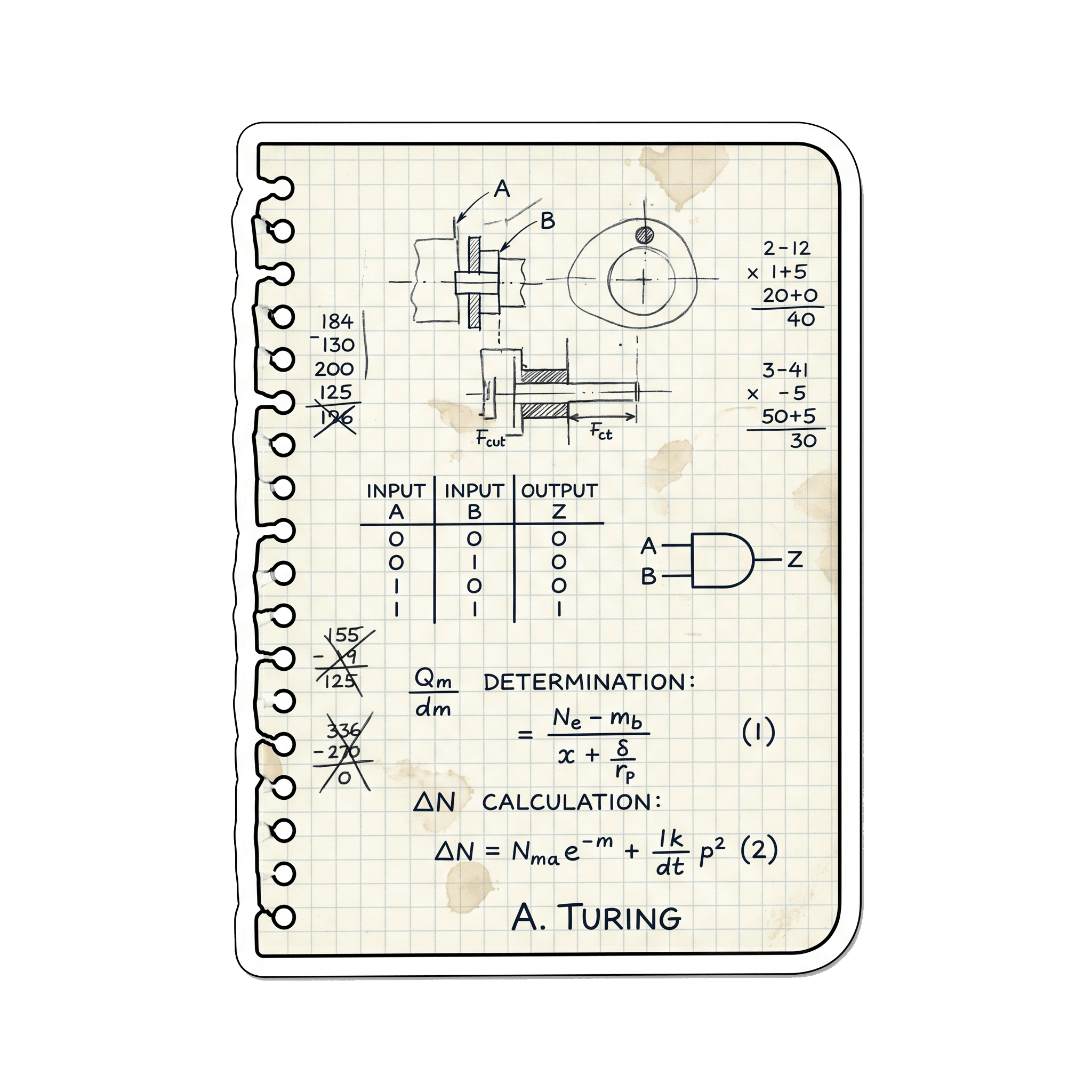 Turing's Engineering Wisdom Notebook Page