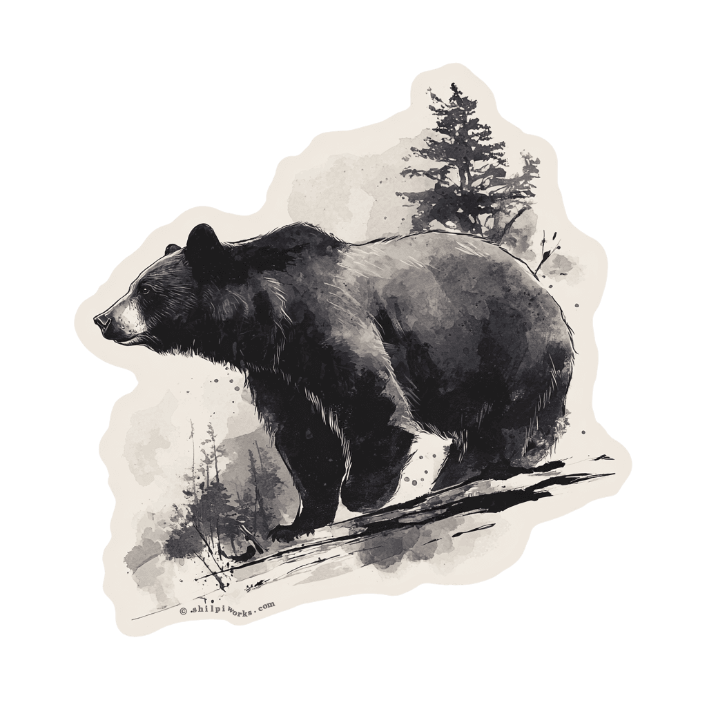 Bear on Log Art