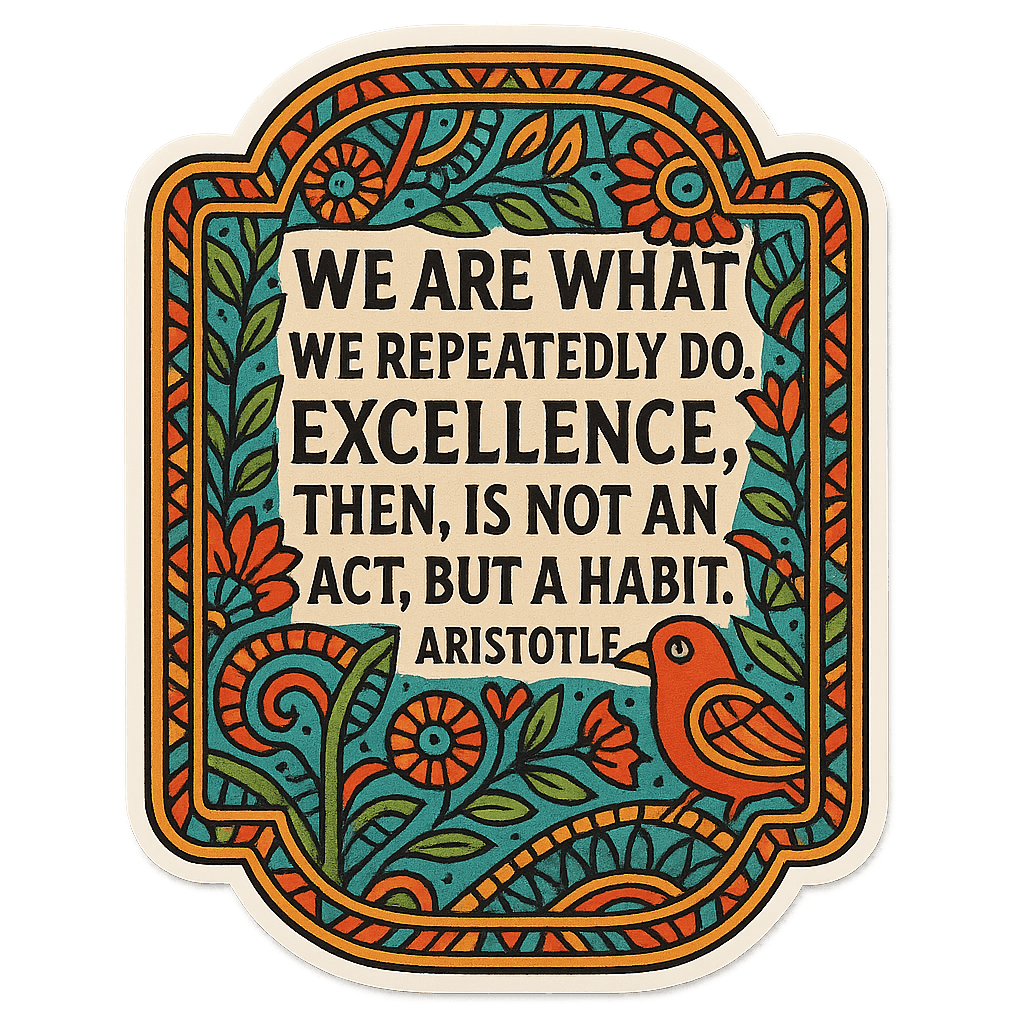 Aristotle's Habit of Excellence Wisdom with Folk Art Bird