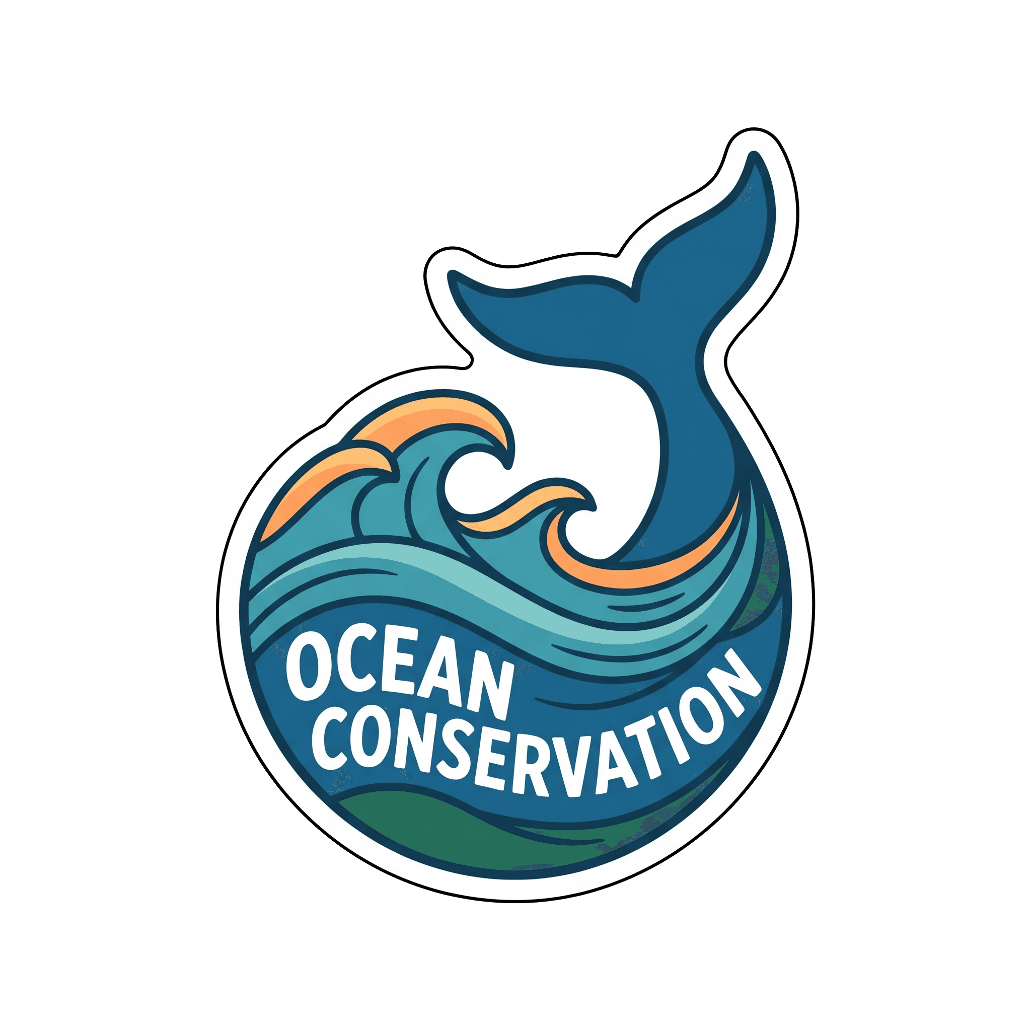 Ocean Conservation Whale Tail Emblem