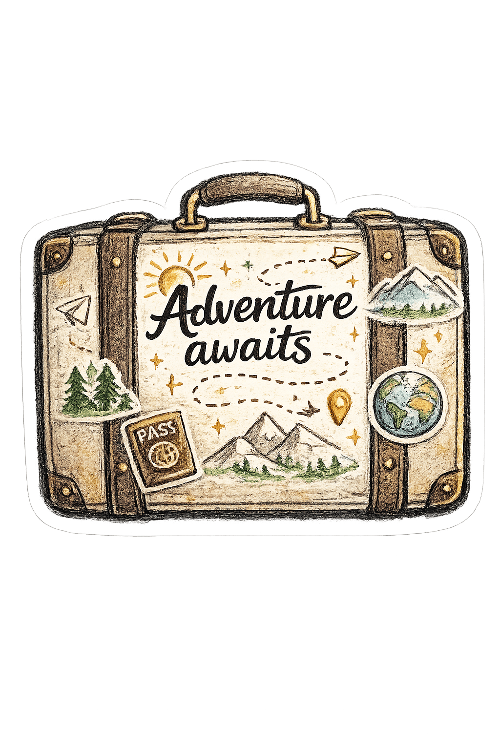 Adventure Awaits Suitcase Art