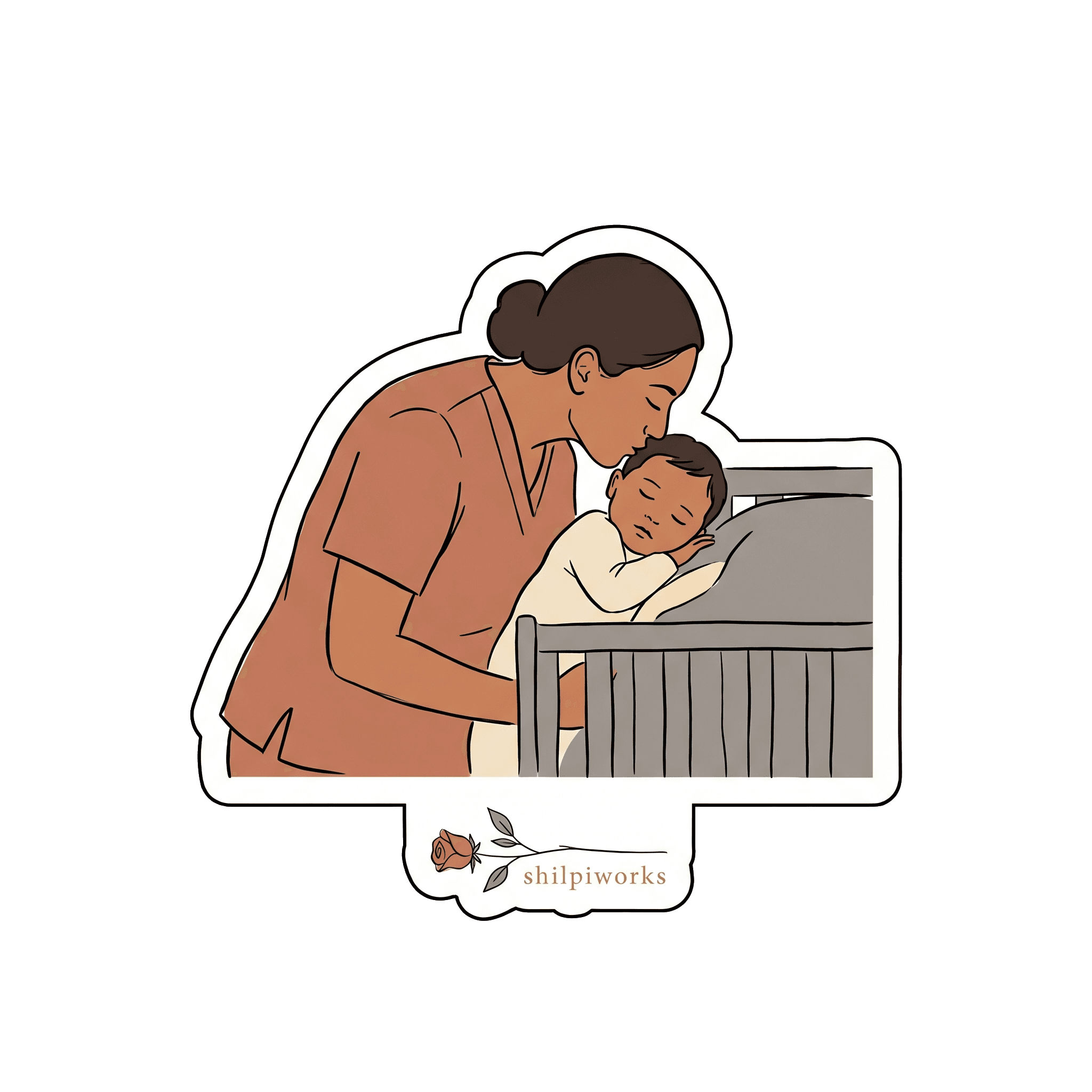 Maternal Bond: Mother's Gentle Kiss to Sleeping Baby