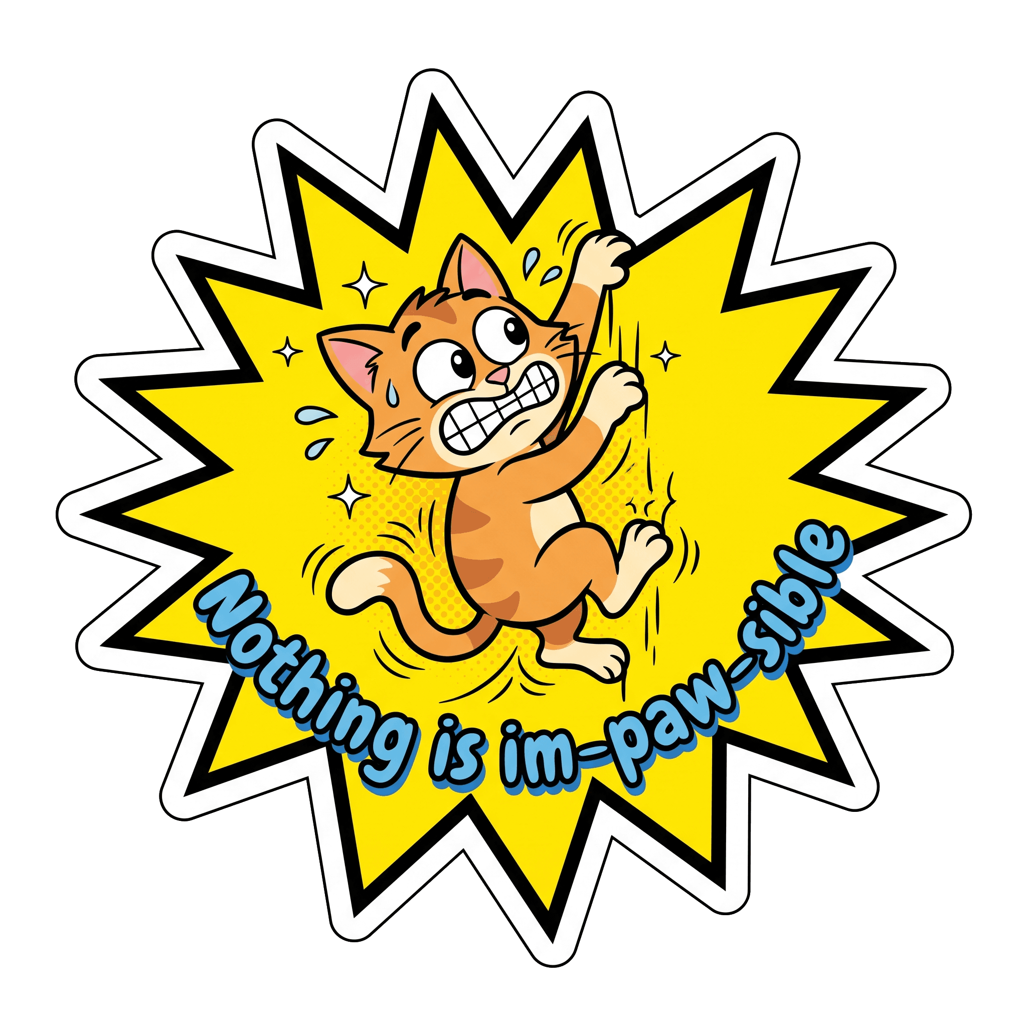 Im-paw-sible Dreams Goofy Cat Sticker