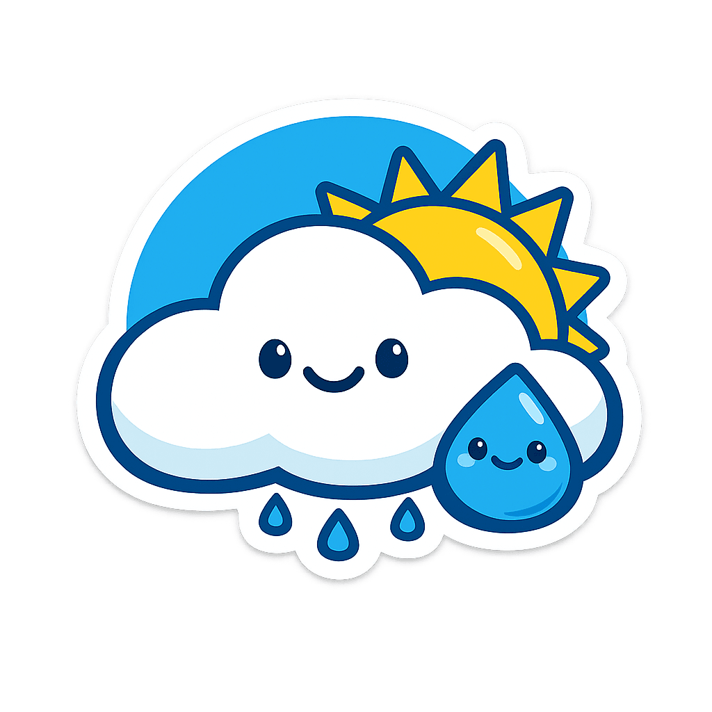 Cheerful Weather Friends: Cloud, Sun, Raindrop