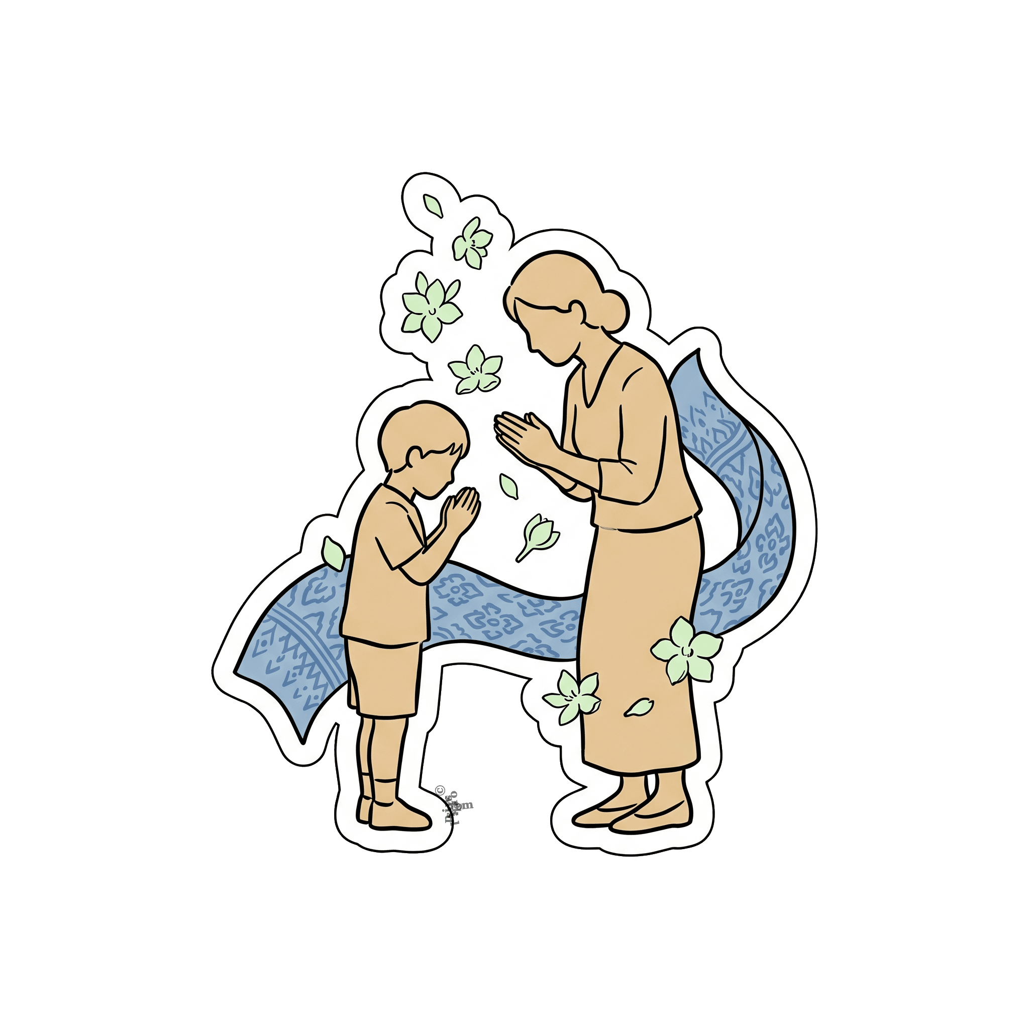 Thai Wai: Mother & Child Respectful Greeting