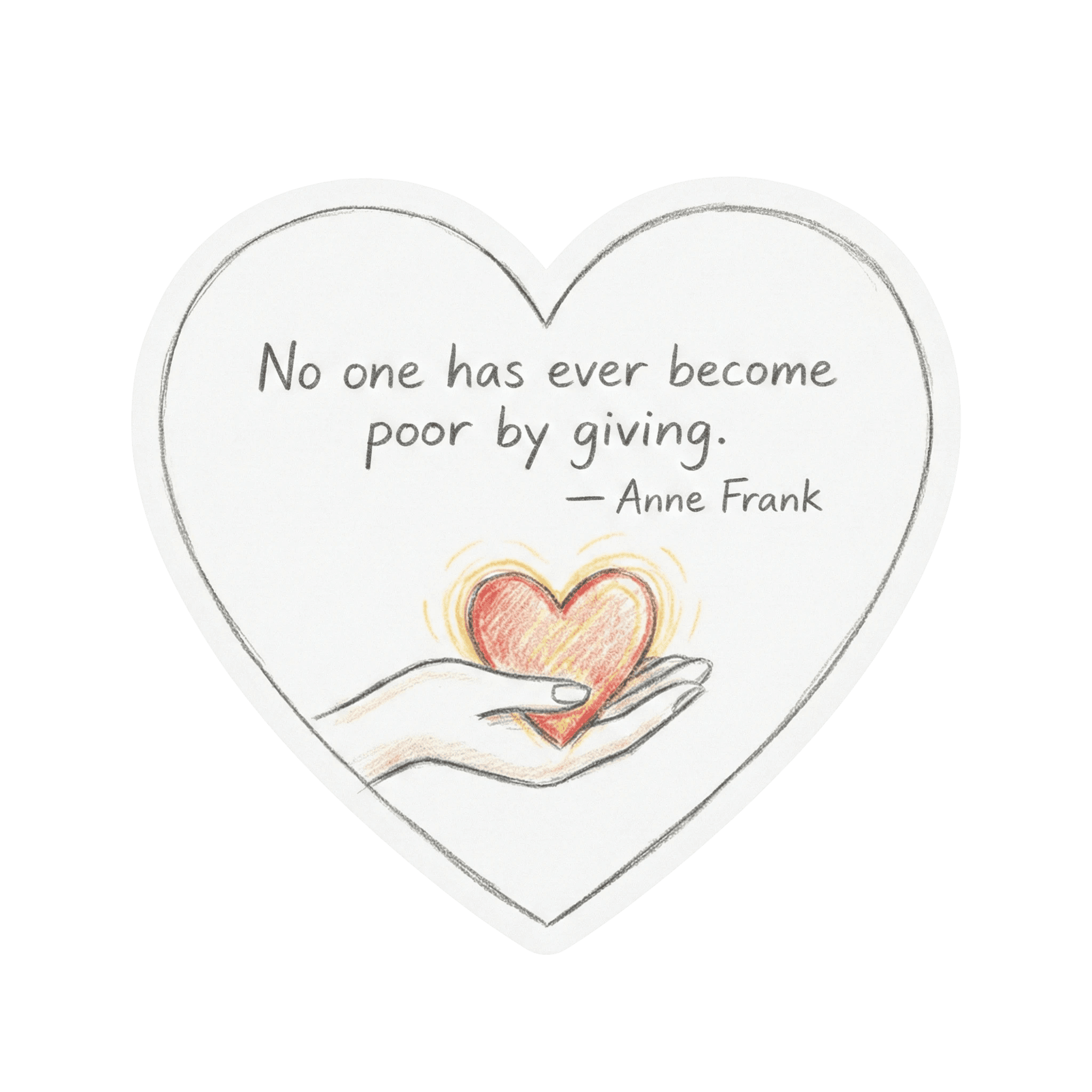 Anne Frank Giving Heart - 2x2 inches