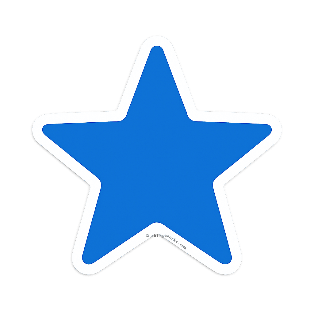 A bright blue star emblem with a white outline.