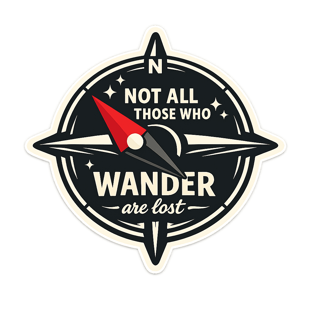 Not All Who Wander Are Lost Compass Emblem