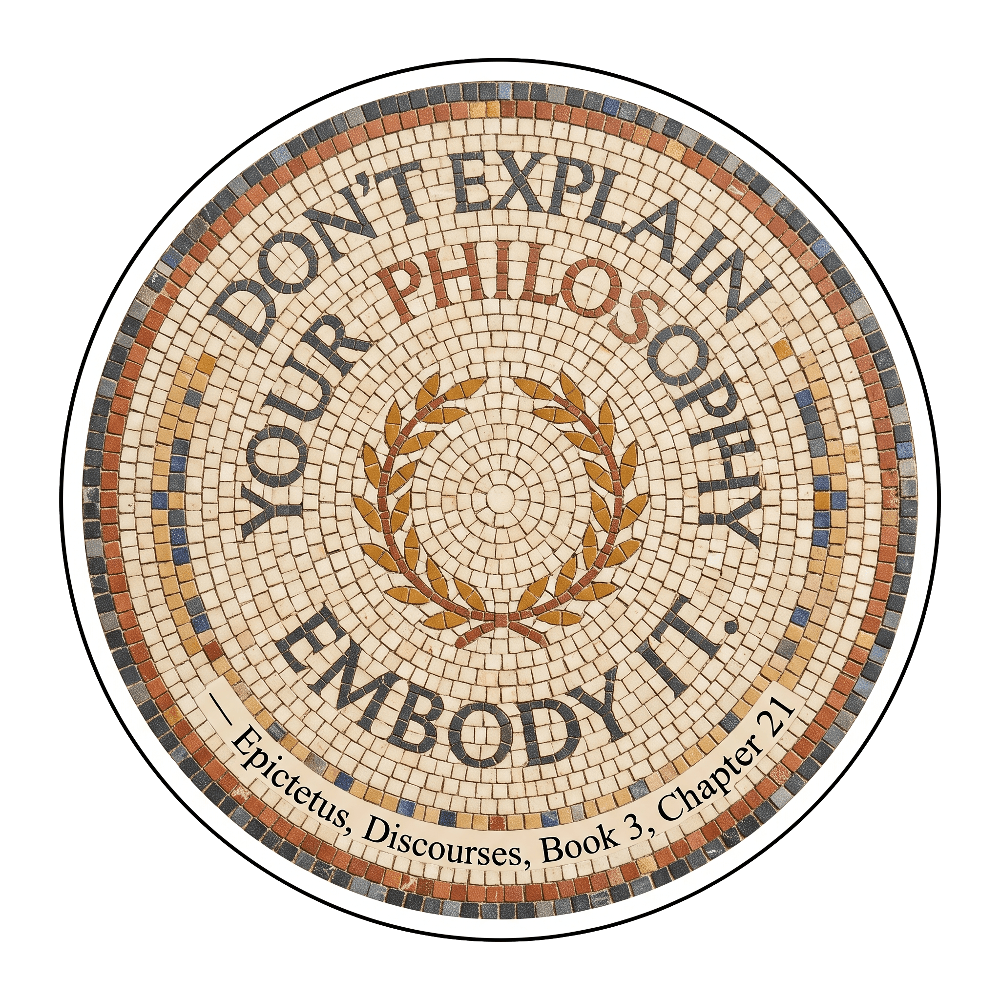 Epictetus Embody Philosophy Roman Mosaic Medallion
