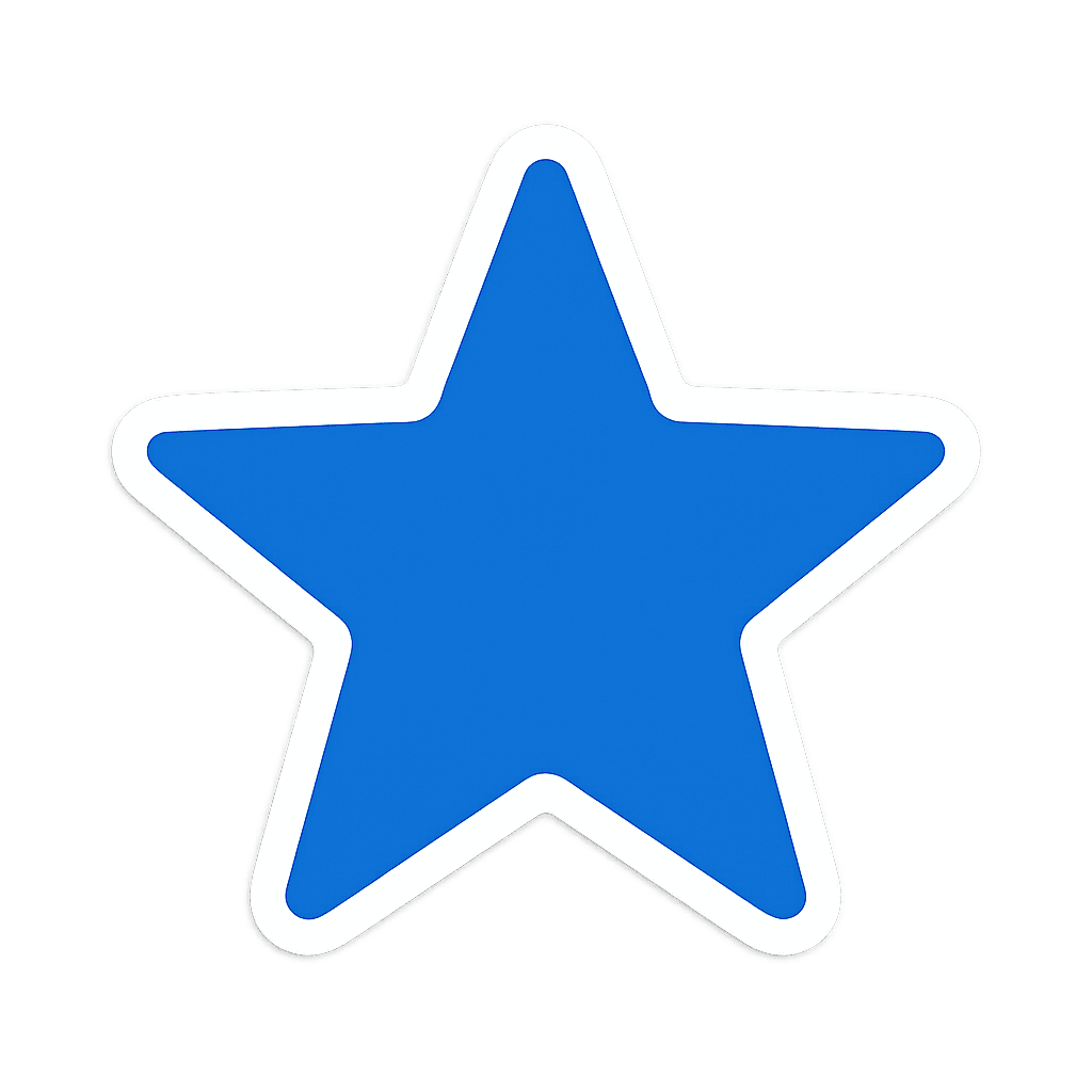A bright blue star emblem with a white outline.