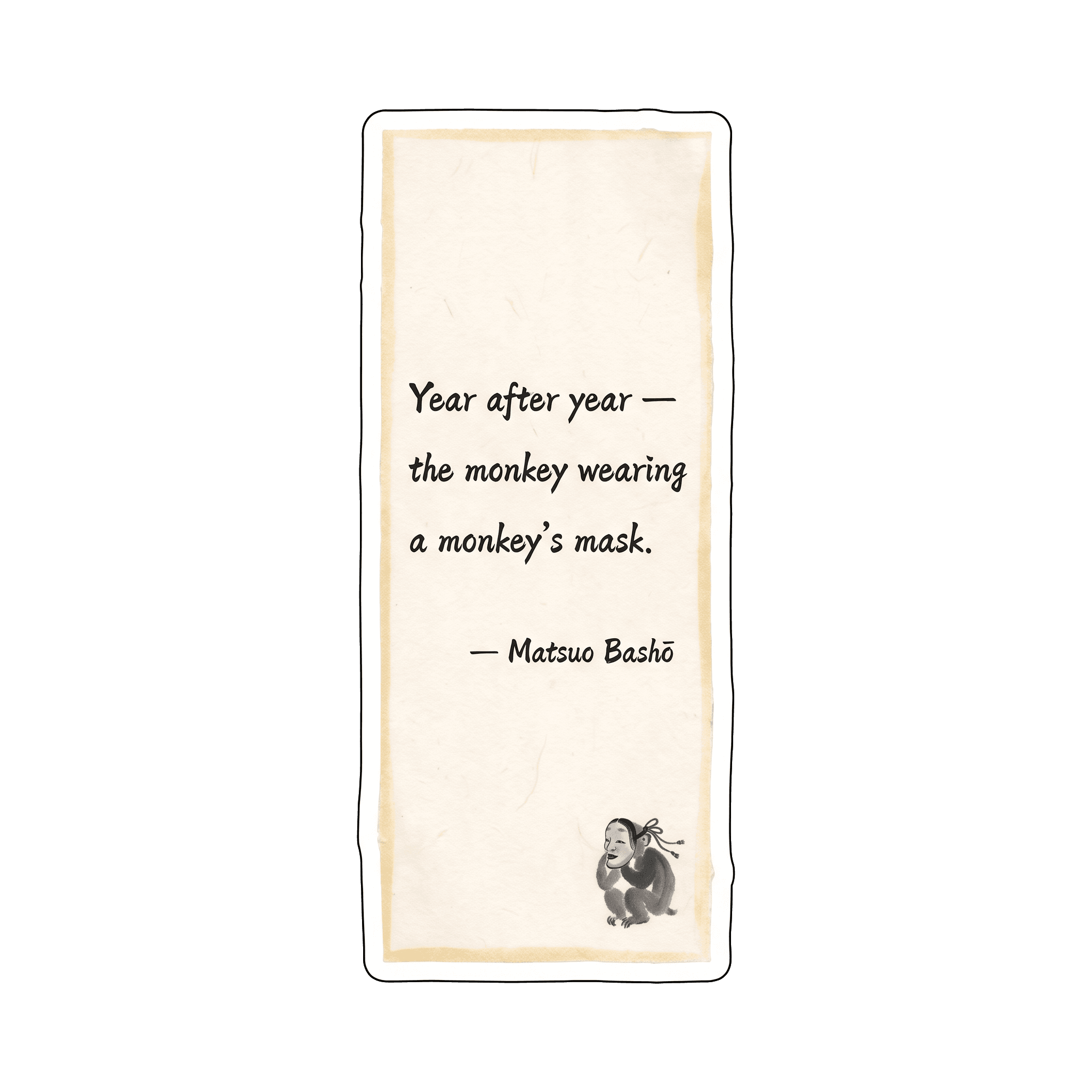 Bashō Masked Monkey Poetry Sticker