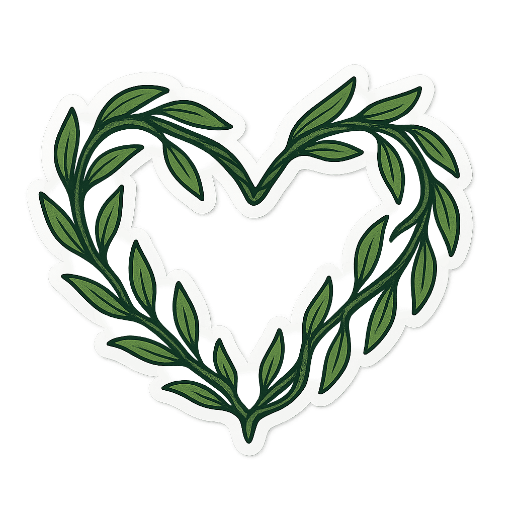 Leaf heart-shaped design.