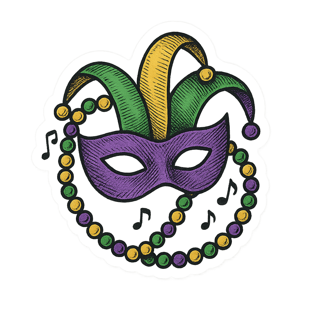 Mardi Gras Mask & Jester Hat Festive Art Piece