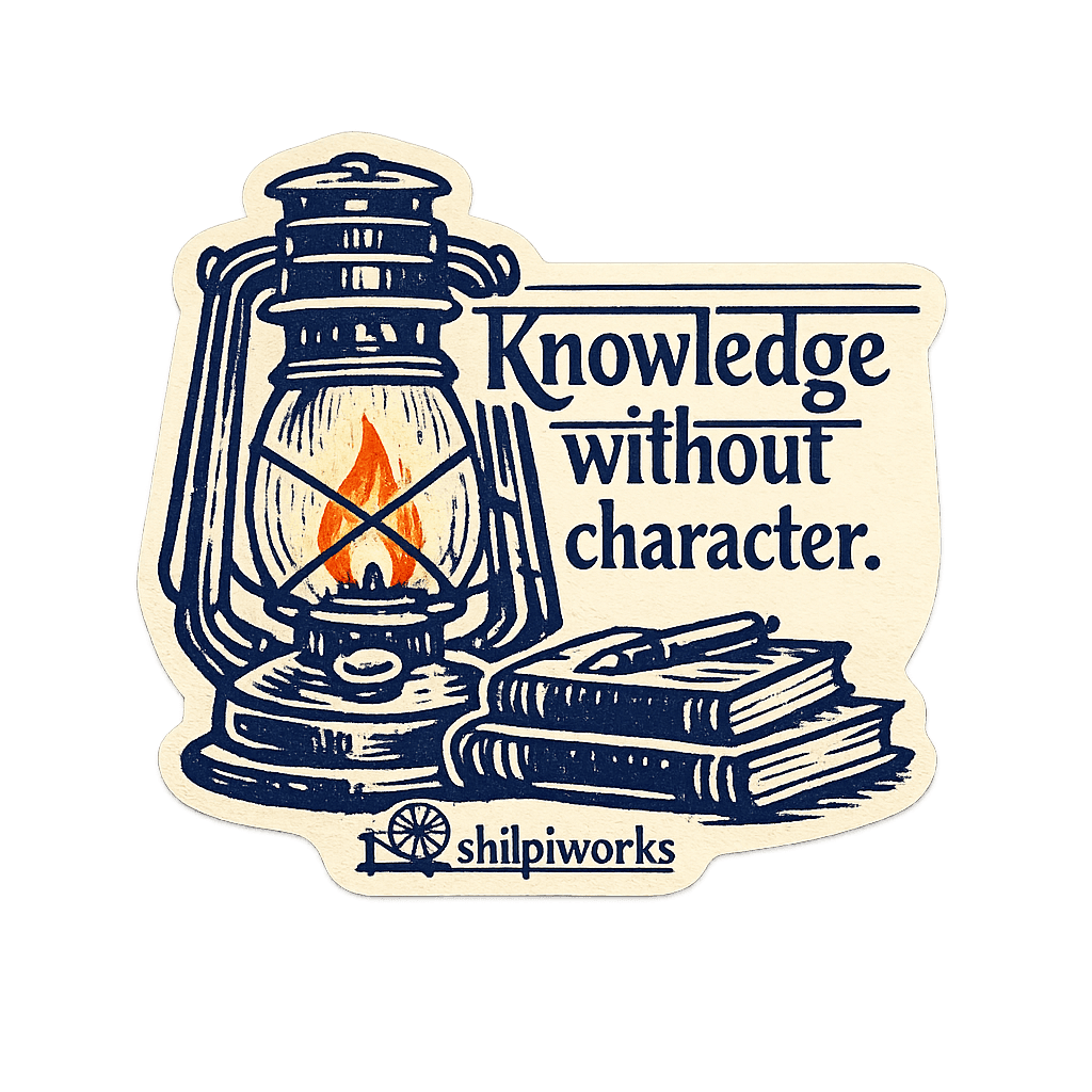 Gandhi Knowledge and Character Quote Sticker
