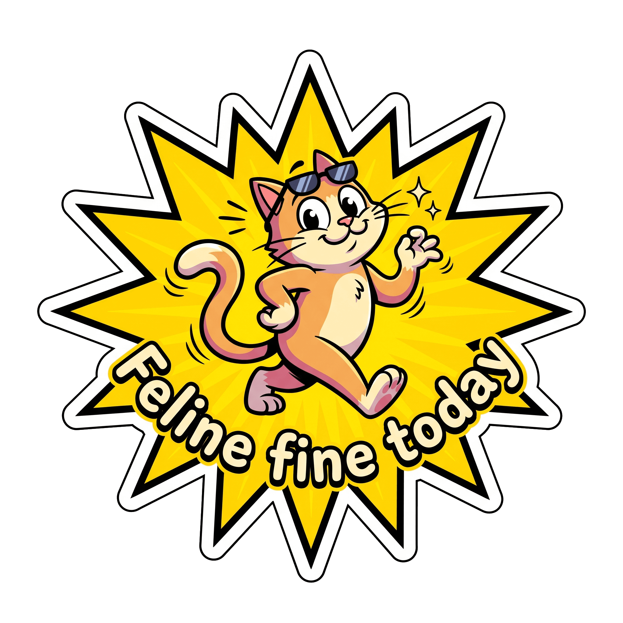 Feline Fine Today Confident Cat Pun