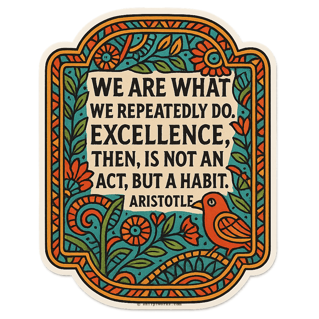 Aristotle's Habit of Excellence Wisdom with Folk Art Bird
