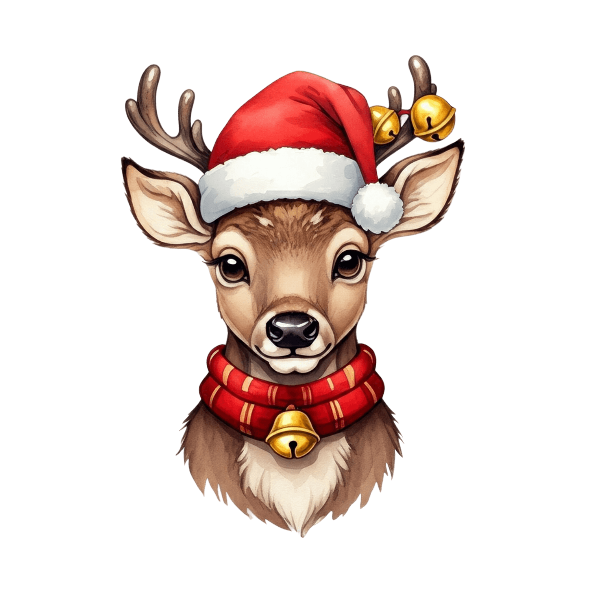 Festive Deer with Santa Hat